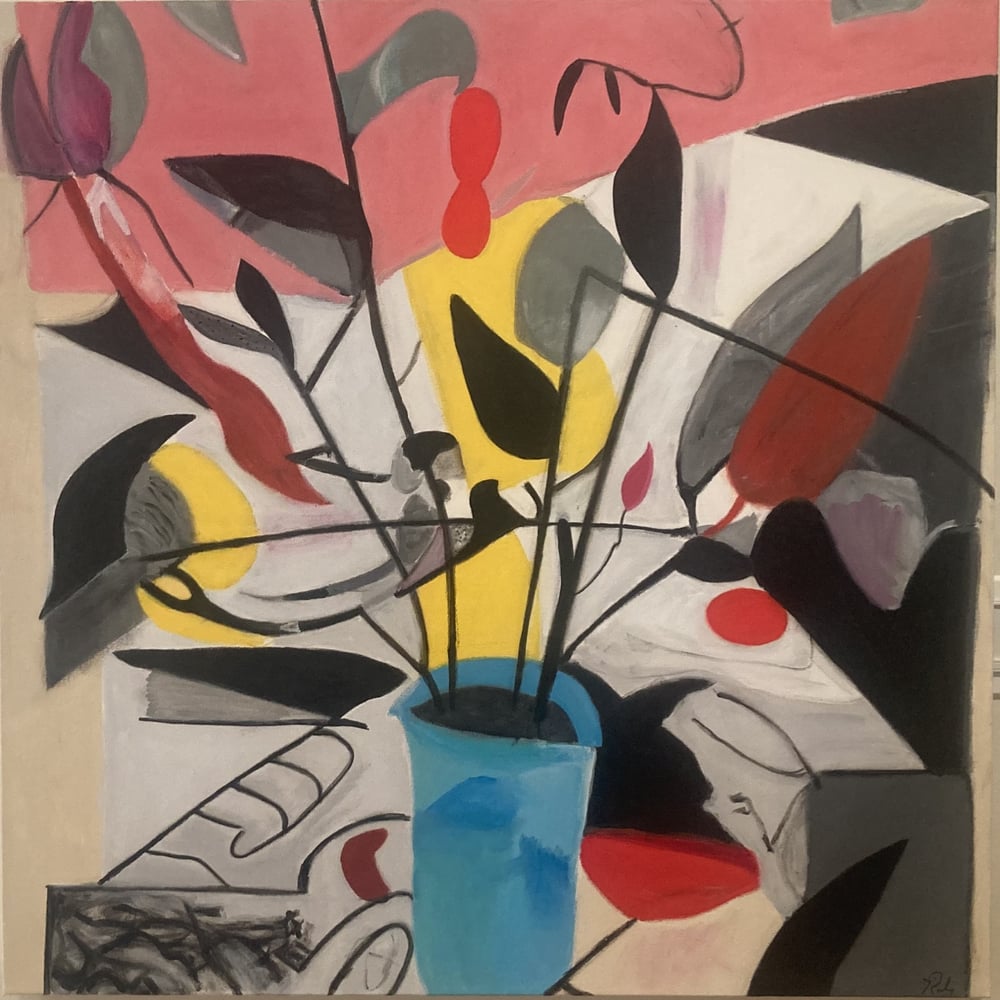 Still Life of Flowers Blue Vase