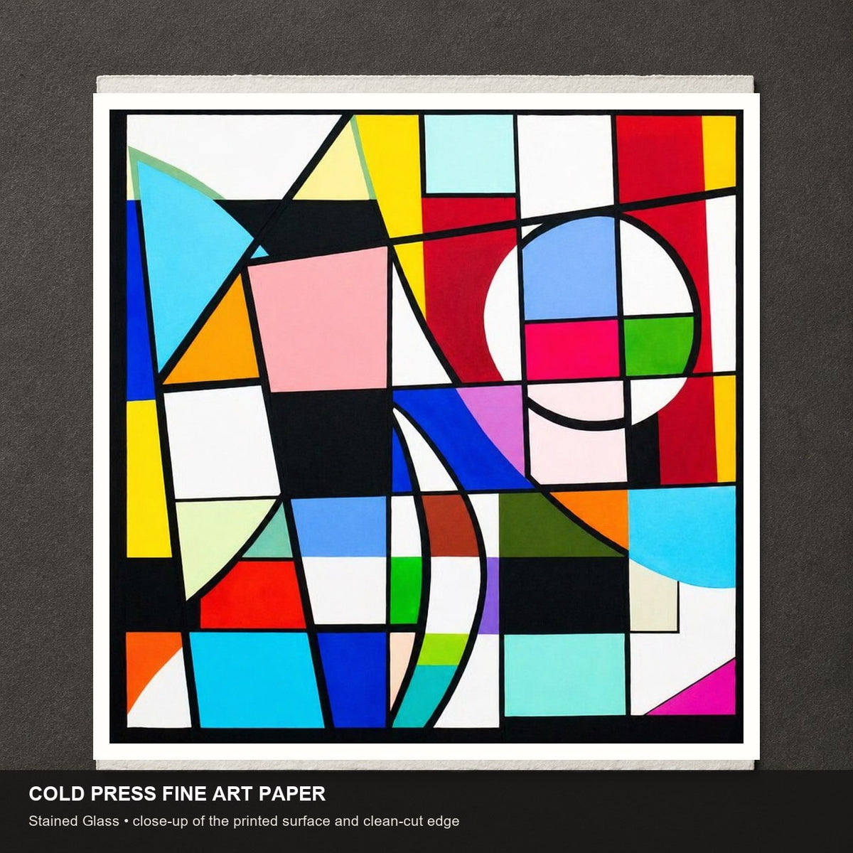 Close-up of Stained Glass printed on textured cold press fine art paper