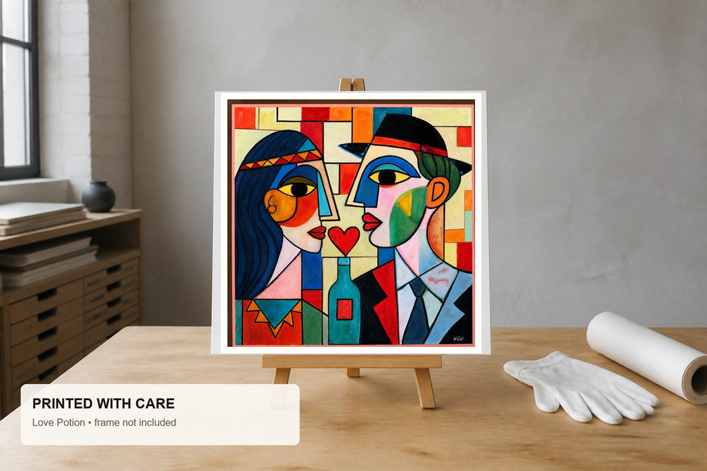 Love Potion fine art print displayed unframed in an artist studio