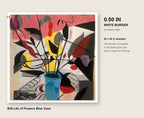 Still Life of Flowers Blue Vase print showing the measured 0.50-inch white border included on every side